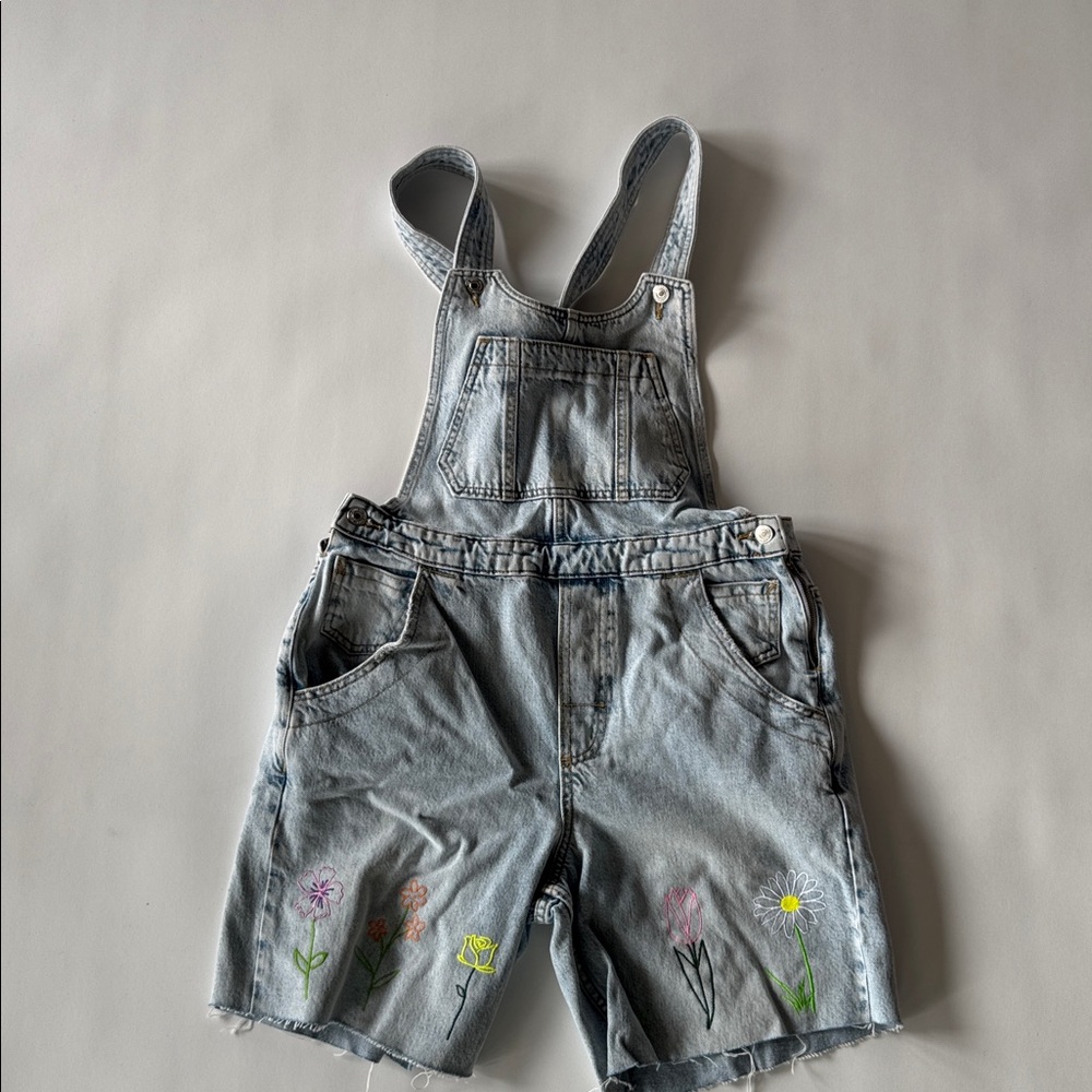 Free People We The Free  Floral Embroidered Short-Alls - Picture 5 of 10
